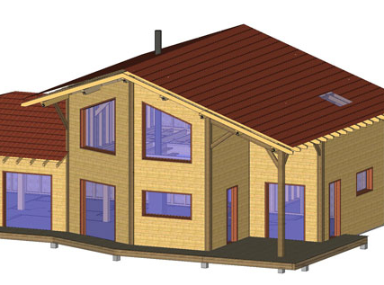 Maison en bois et son garage