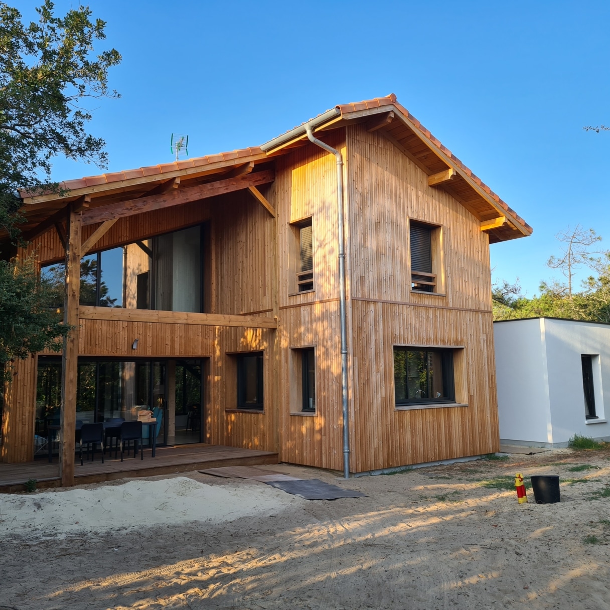 maison bois,maison bois hossegor,maison ossature bois hossegor,maison individuelle bois,bardage enduit exterieur,maison architecte,hossegor,charpente traditionnelle,charpente traditionnelle bois