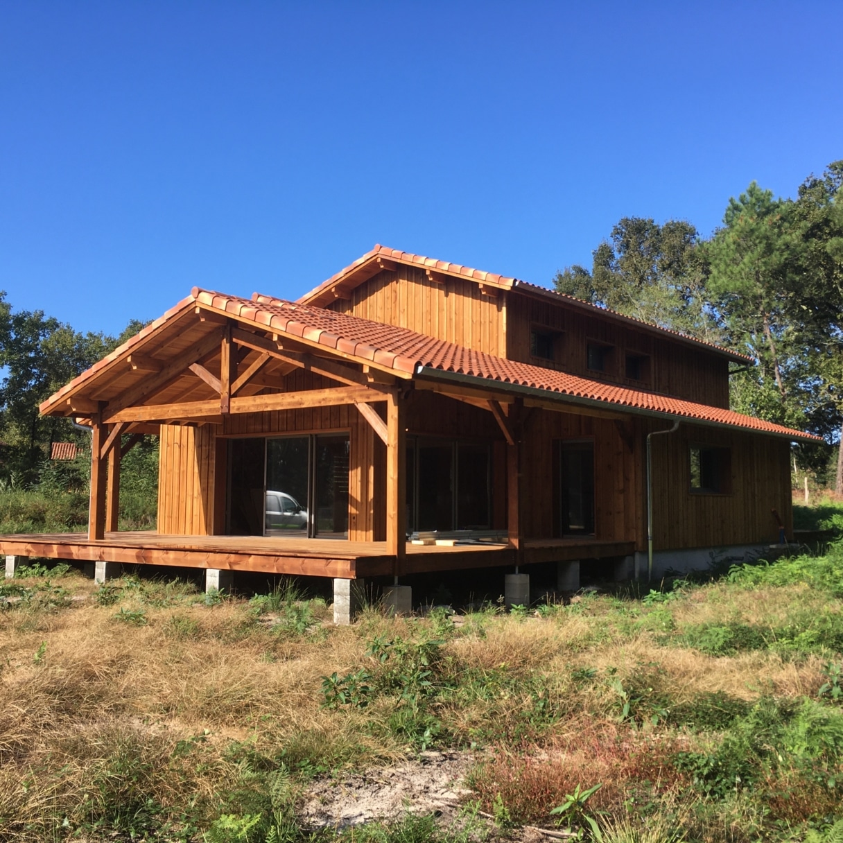 maison traditionnelle bois,maison tradi bois,maison ossature bois,maison ossature bois landes,charpente traditionnelle,maison d'architecte,maison d'architecte landes